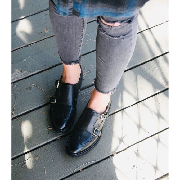 The Office of Angela Scott Mr. York Black Double Monkstrap Leather Oxford Shoe - Picture 2 of 13